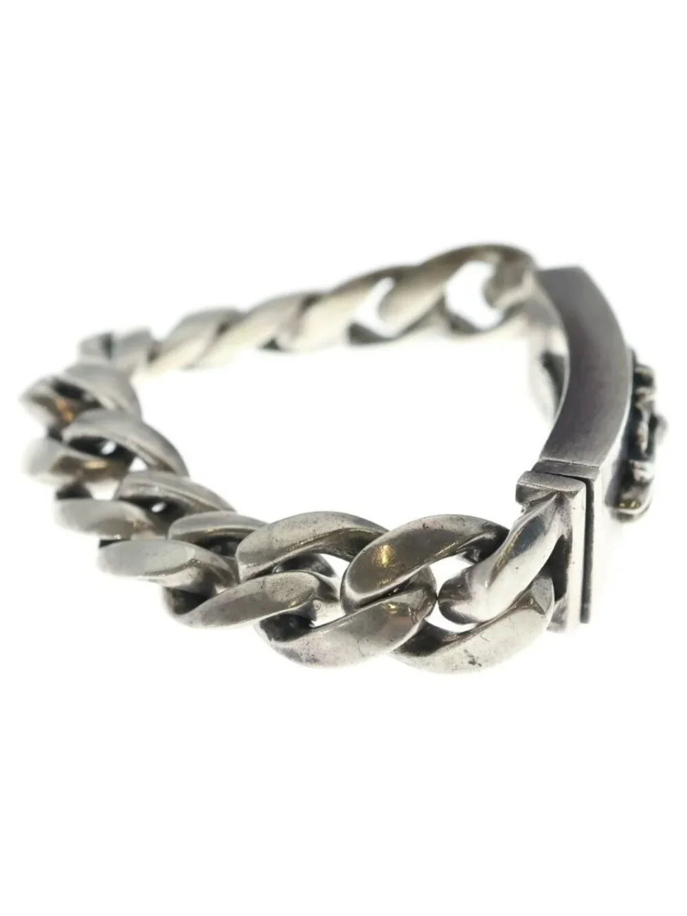Chrome Hearts ID Floral Crs Cross ID Classic Link Bracelet Silver
